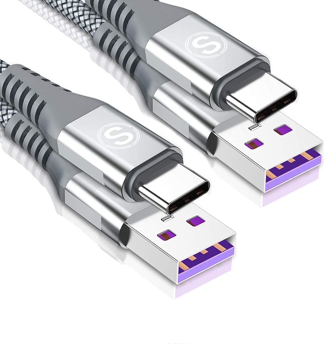 NIMASO 2 Cavi USB-C A USB-C 60W 3A [2 Metri + 2 Metri] | Ricarica Rapida PD, Intrecciati In Nylon, Per Samsung, Huawei, IPad Pro, Google Pixel