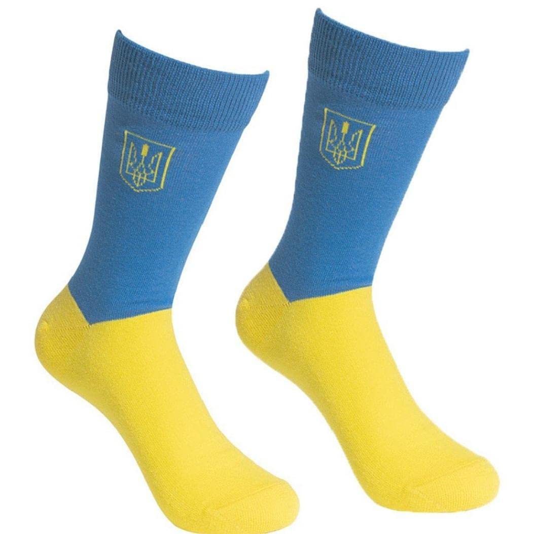 Casiler Men's Long Tube Socks Crew Sock Yellow Blue Ukraine Flag Socks Ukrainian Classic Funny Cotton