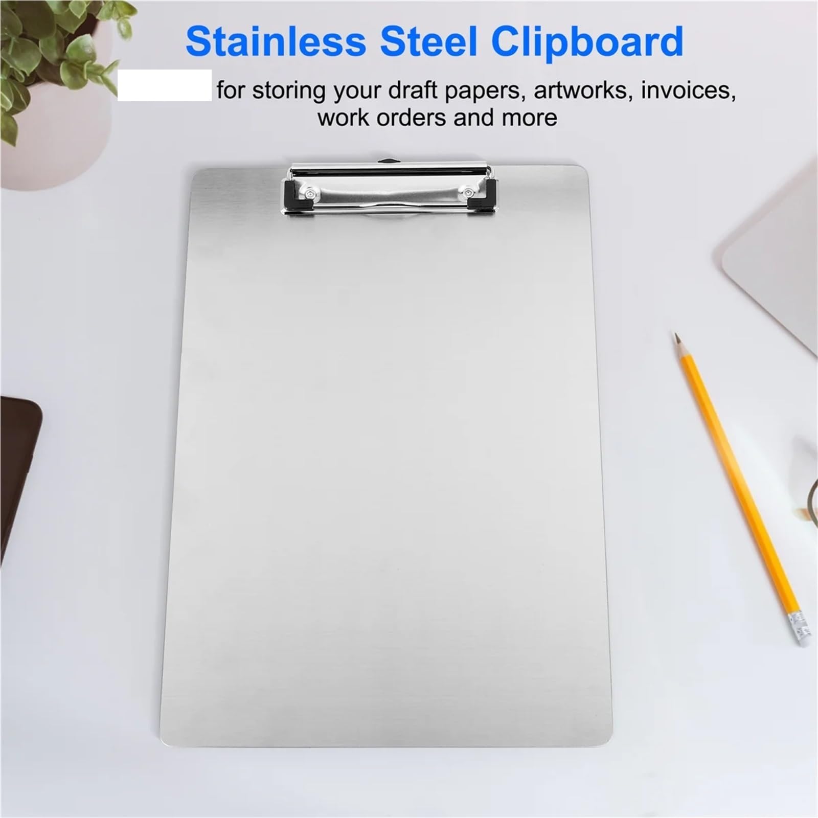 Klemmbretter 4 stücke Metall Zwischenablage Ordner A4 Edelstahl Clip Bord Rechnung Lagerung Schreiben Datei Menü Schiene for Business