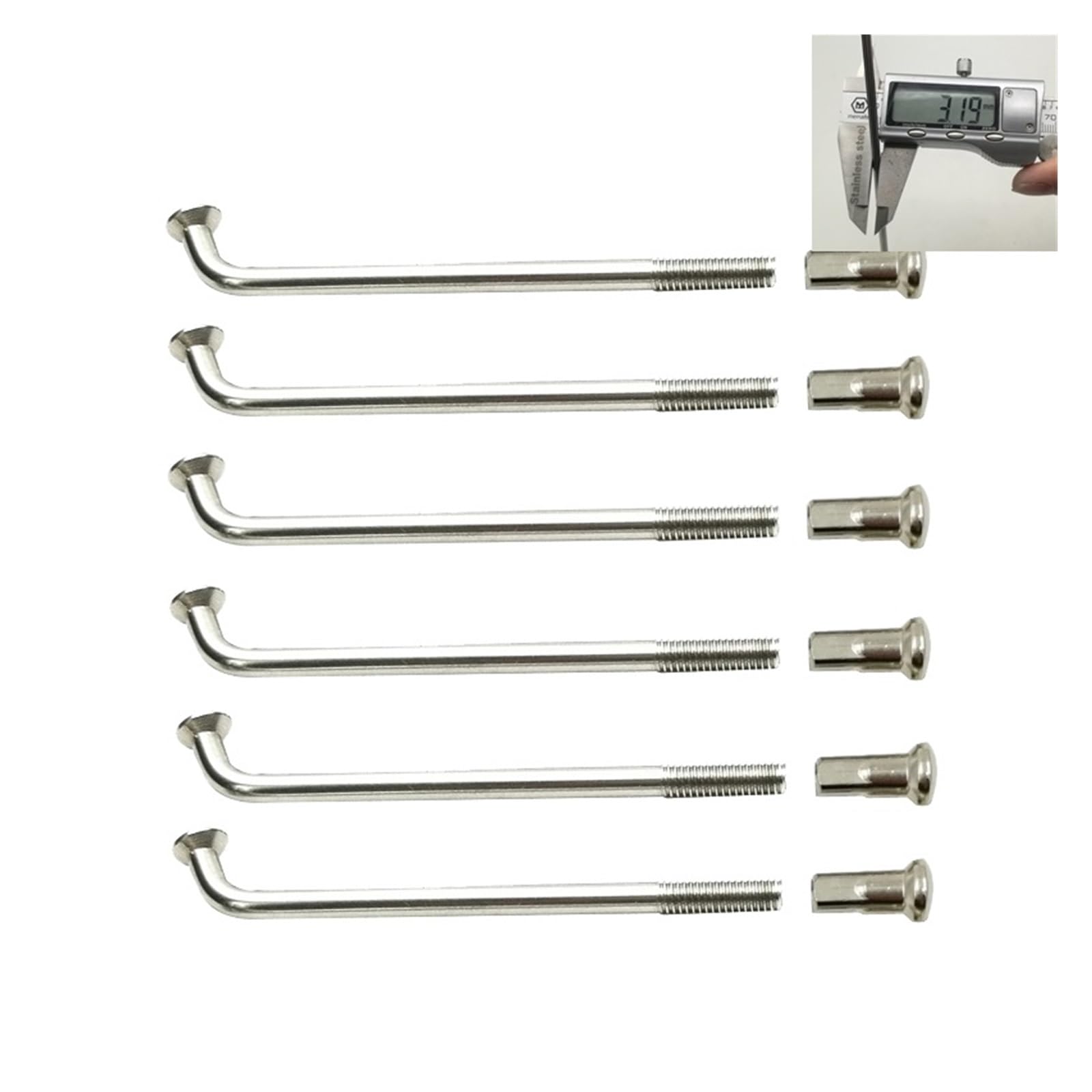 IZHAOGJING 40pcs 10G Spokes Diameter 3.2 Mm Electric Motorcycle Spokes 304 Stainless Steel Material E-motorcycle Spokes J-BEND EBike Spokes(Length 150mm)