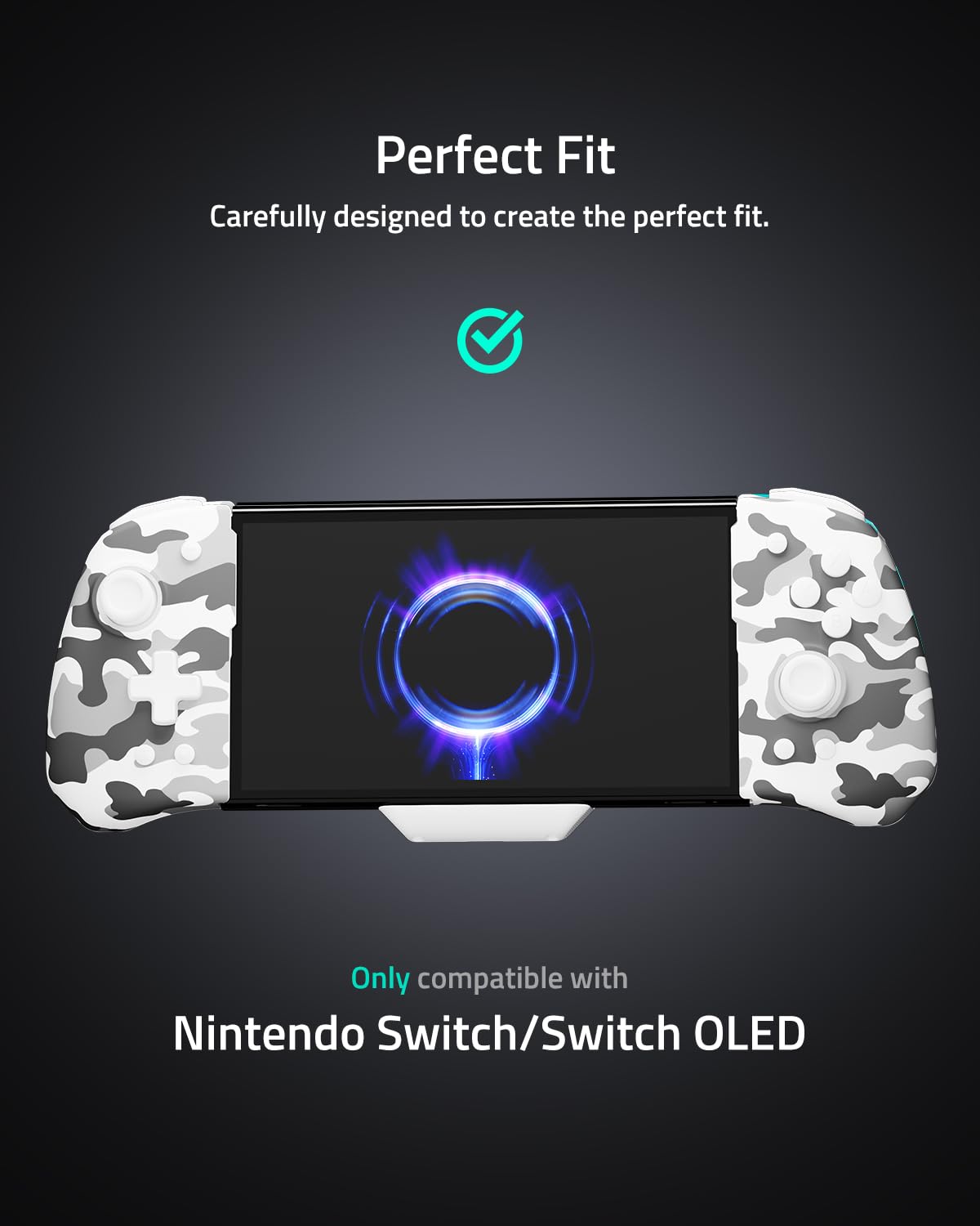 FUNLAB Switch Joypad Controller for Nintendo Switch/OLED Joycon, Ergonomic Switch Handheld Controller Joypad Replacement, Camo One Piece Controles Customizable with Adjustable Color, Turbo, Mapping