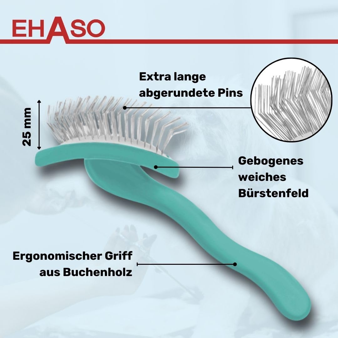 EHASO Hochwertige Hundebürste Multibrush türkis, große Ausführung | Entfernen Sie mühelos und schmerzfrei