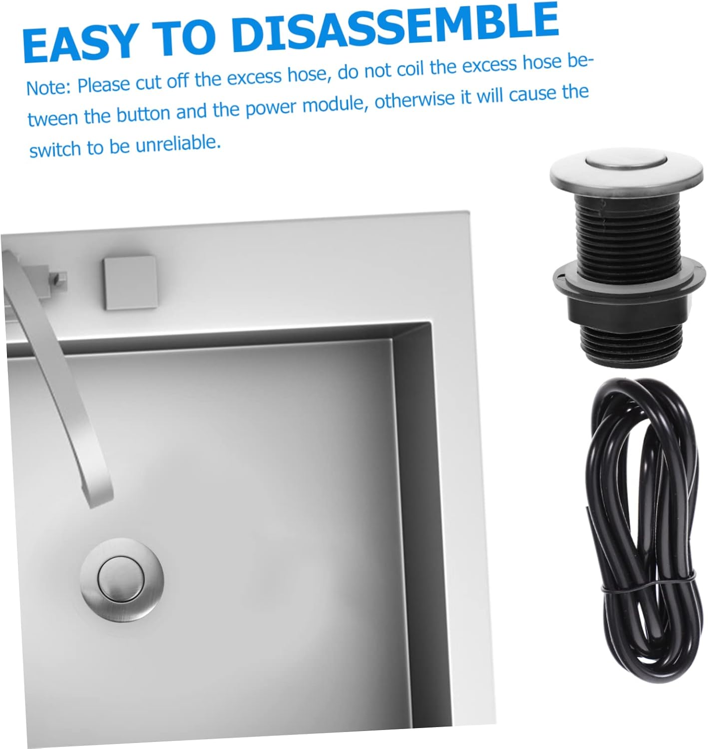 Garbage Disposal Air Switch Kit Easy to Install Air Button for Waste Disposer Includes Aluminum Power Module Compatible with All Brands Voltage