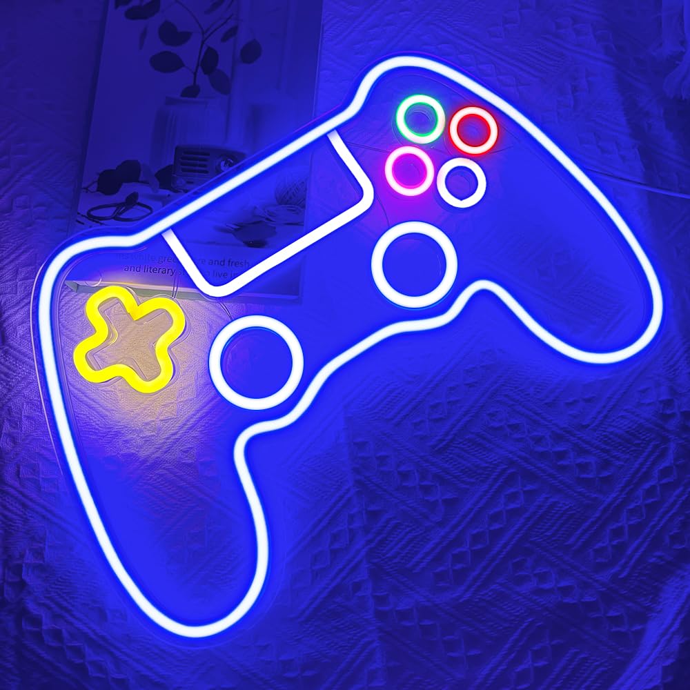Insegna Neon LED per Gamer, Decorazione per Stanza dei Giochi e Camera Ragazzo, Miglior Regalo per Videogiocatori, Bambini e Adolescenti (15.75x10.63in)