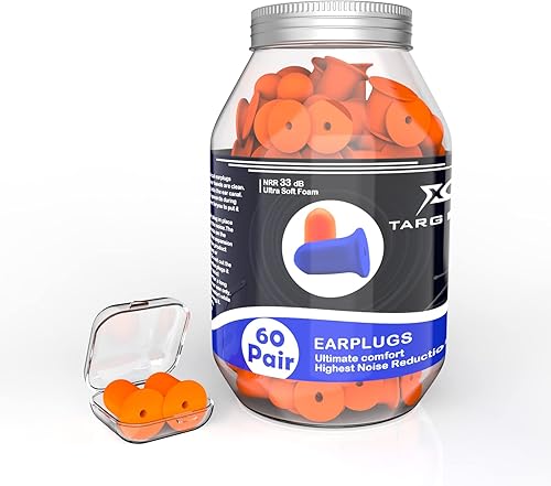 targeal 60 pares de tapones para los oídos para dormir con cancelación de ruido 33 dB más altos de espuma suave NRR auriculares de protección para