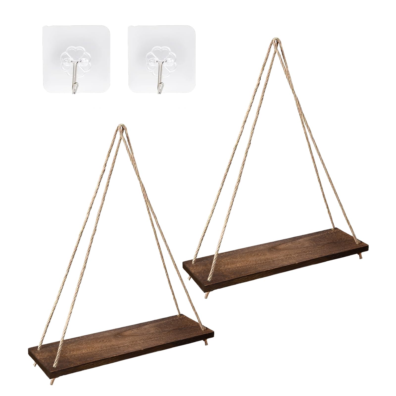 Chihutown Wood Hanging Shelves for Wall, Wall Hanging Shelf, Window Plant shelves, Floating Wall Shelves for Living Room Bedroom Bathroom Kitchen (
