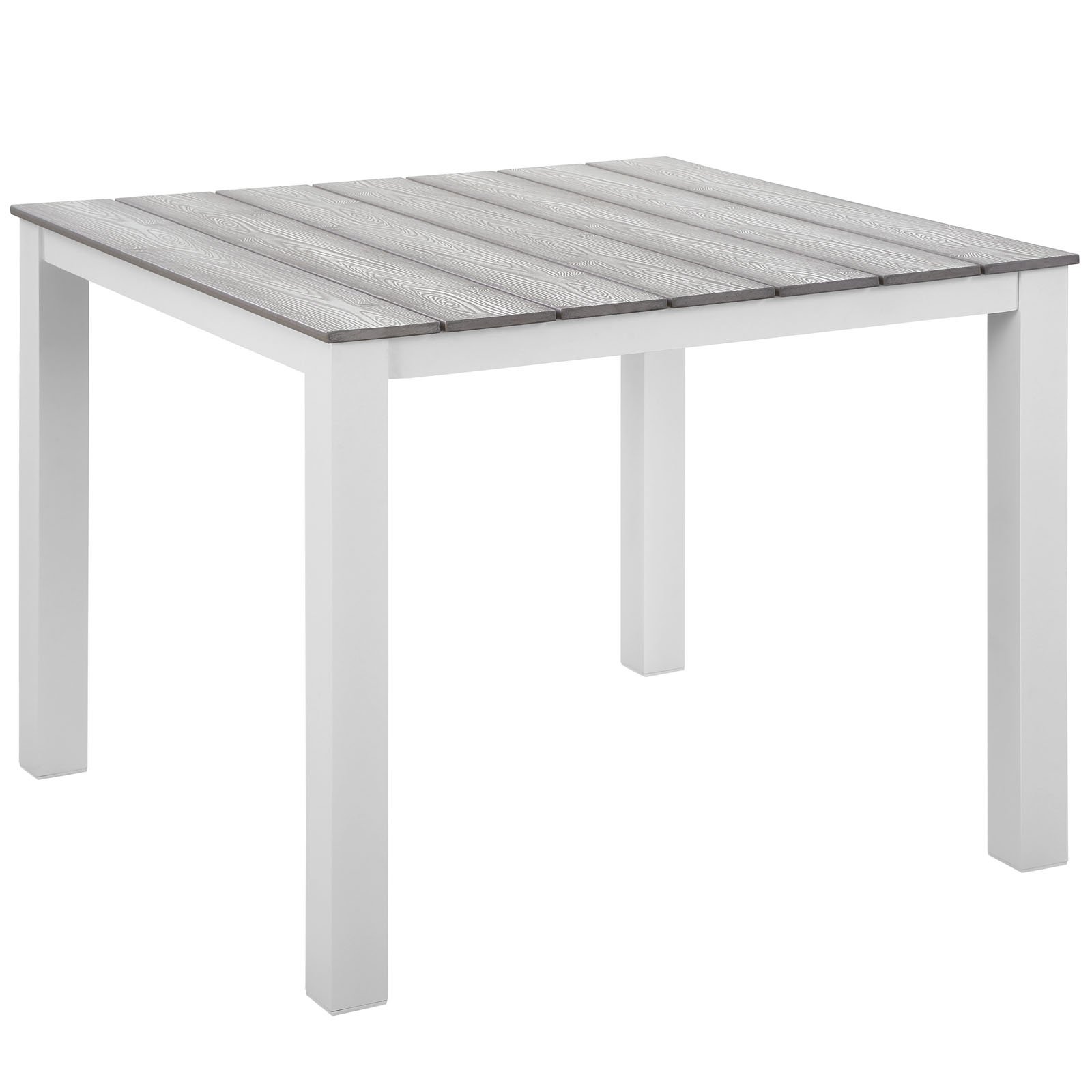 ((Only legs))Modway Maine Aluminum Outdoor Patio 40" Dining Table in White Light Gray