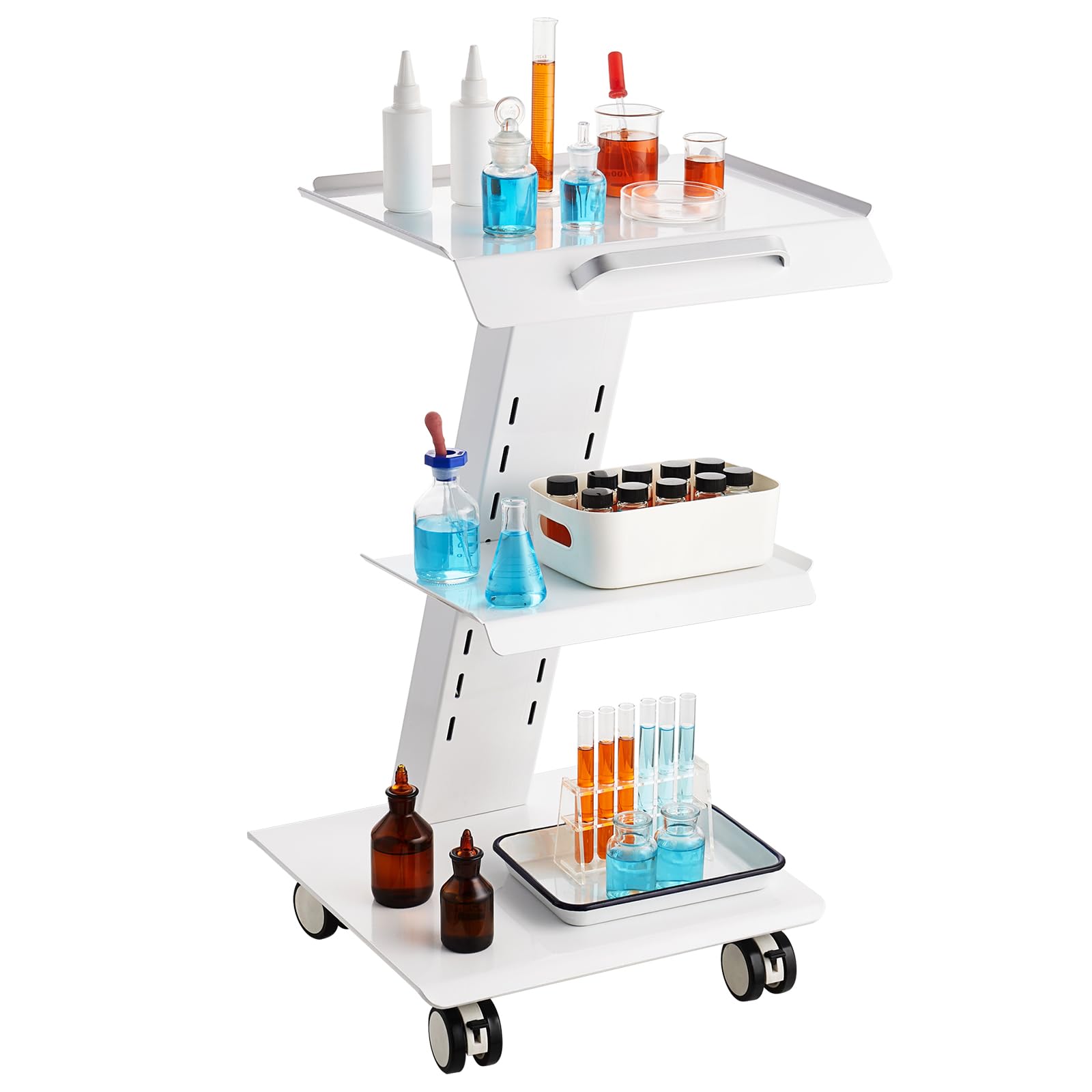 VEVOR Carrello da laboratorio 3 strati con presa integrata ruote girevoli portata 100 kg