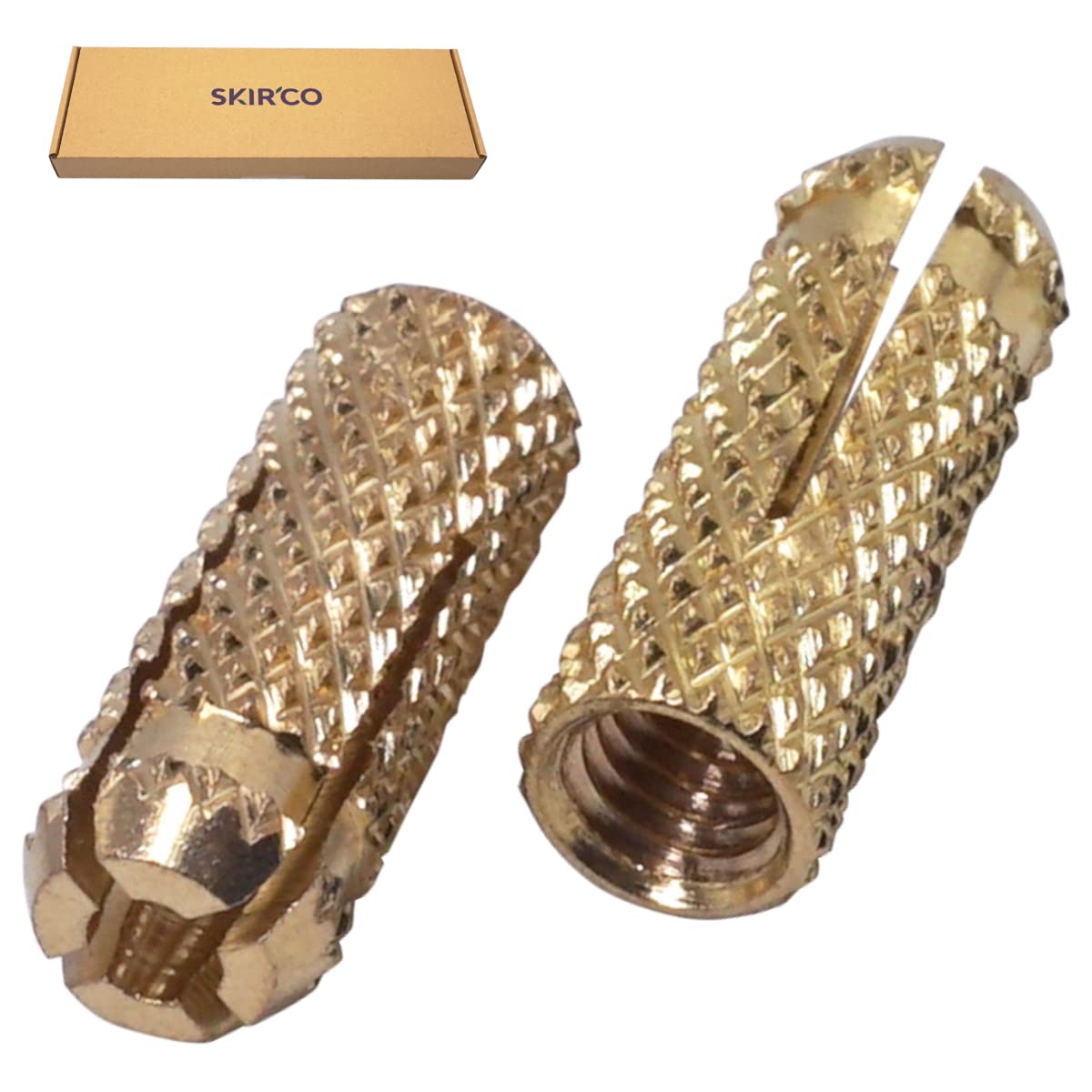 SKIR'CO (200 piezas) Anclajes de latón M6 x 22 mm, manguito de perno, tacos de pared de expansión, anclaje de hormigón de mampostería