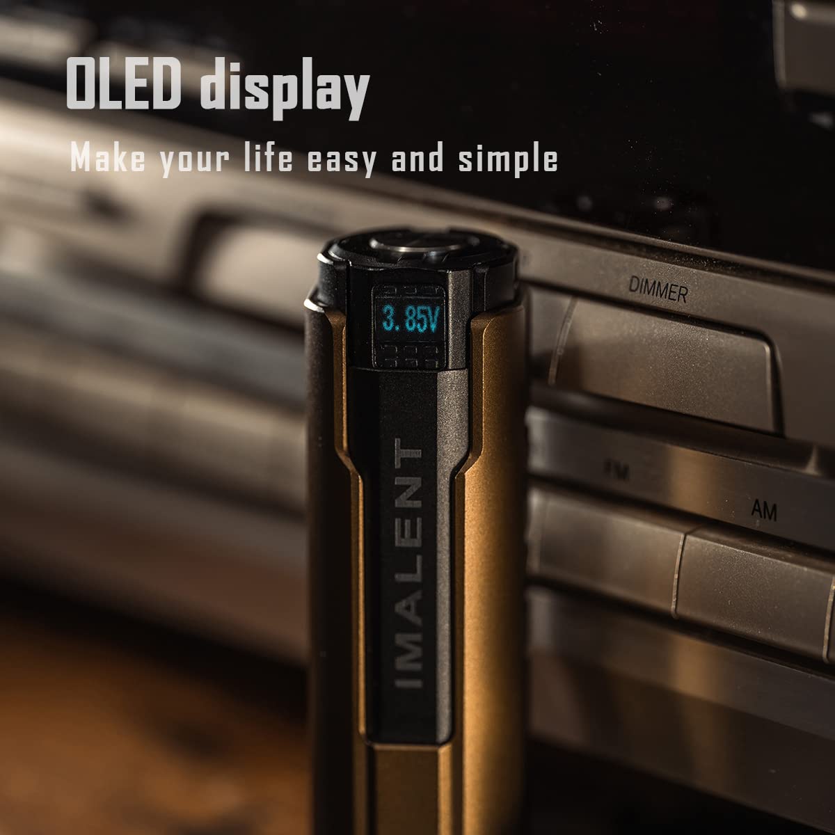 IMALENT LD70 Torcia EDC Torcia Tattica Ricarica magnetica e usb,4000lm,203M, 5 Modalità, Impermbile IP68, display OLED, per Campeggio, Escursionismo, Emergenze (Oro)