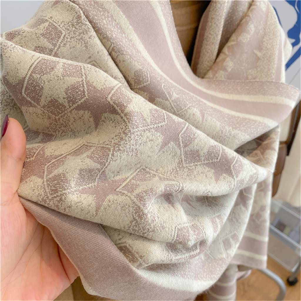 Bufanda Gruesa de imitación de Cachemira para Mujer, Chal cálido, Manta de Invierno, pañuelo para el Cuello con borlas para Mujer (Color 1, 180 x 65 cm)