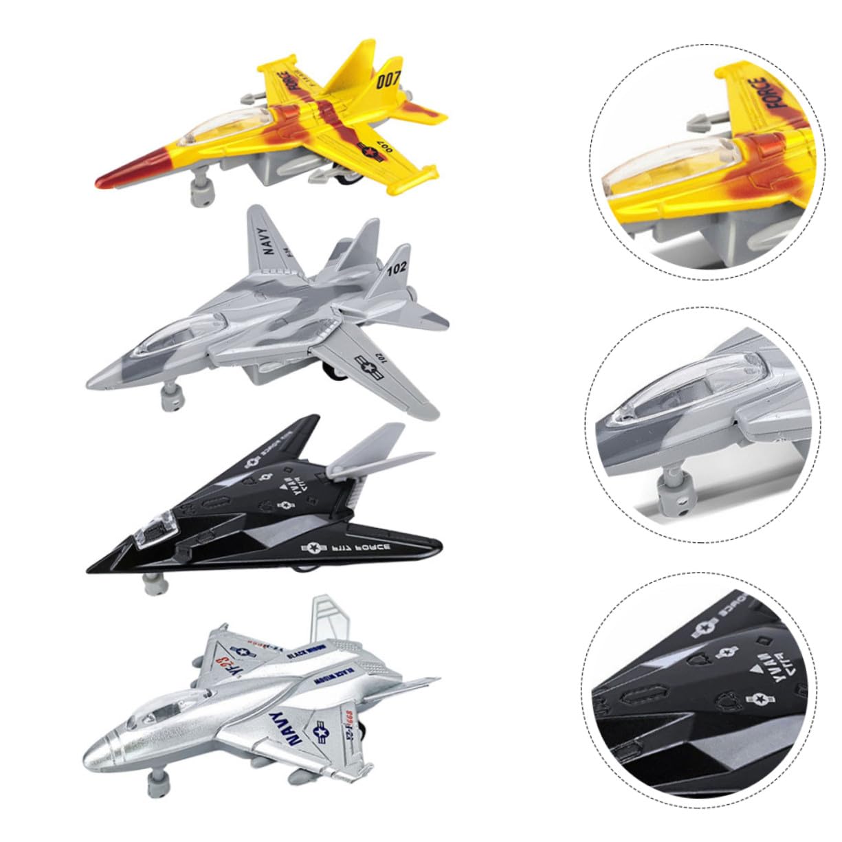4 Piezas de Juguetes de Aviones de Aleación Motor de Fricción para Niños, Mejora Habilidades Cognitivas, Adecuado para Colección y Obsequio de Navidad