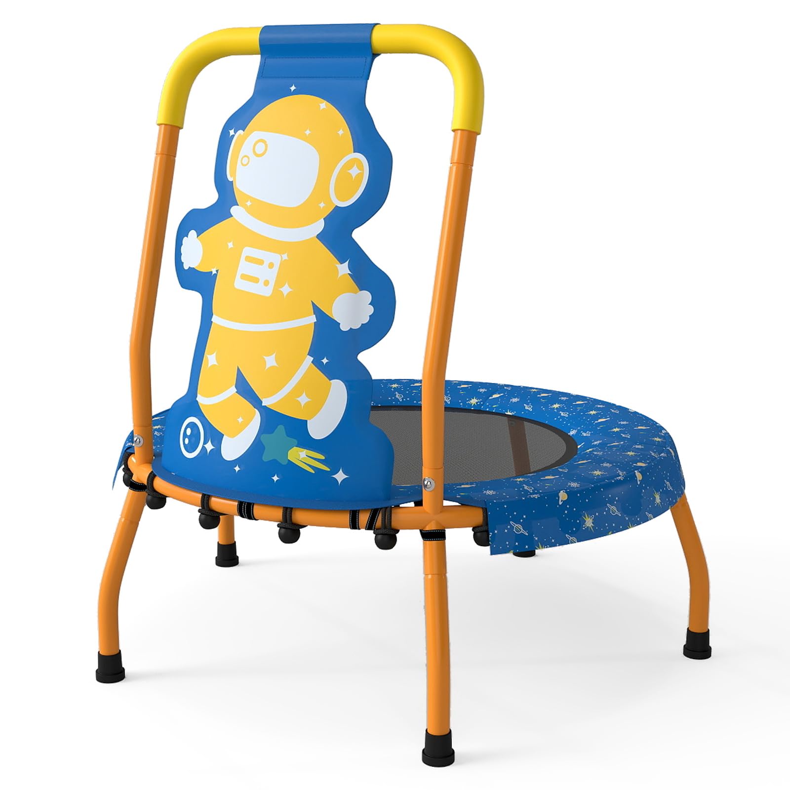 COSTWAY Mini Trampoline for Toddlers, Cute Children Exercise Rebounder with Foam Handle and Padded Safety Cover, Indoor Outdoor Kids Trampolines for 3-6 Years Boys Girls (Blue)