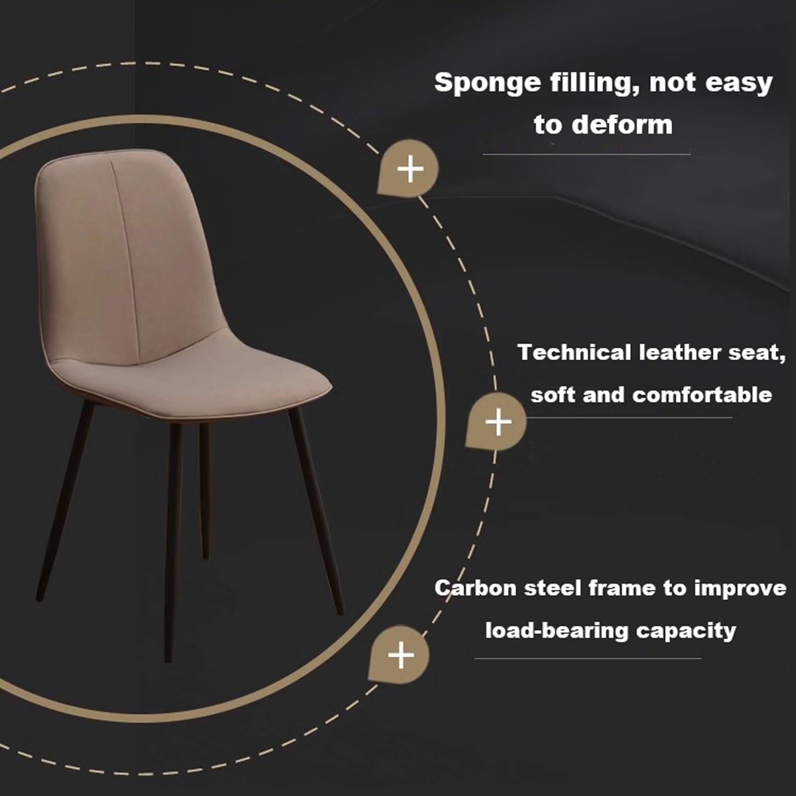 Set da 2 pezzi Moderne Esszimmerstühle mit Gepolsterter Kunstleder-Sitzfläche, Bequeme Rückenlehne & Metallbeinen, Einfache Montage, Ideal für Esszimmer, Wohnzimmer, Büro (Farbe 1, 1 Stück)