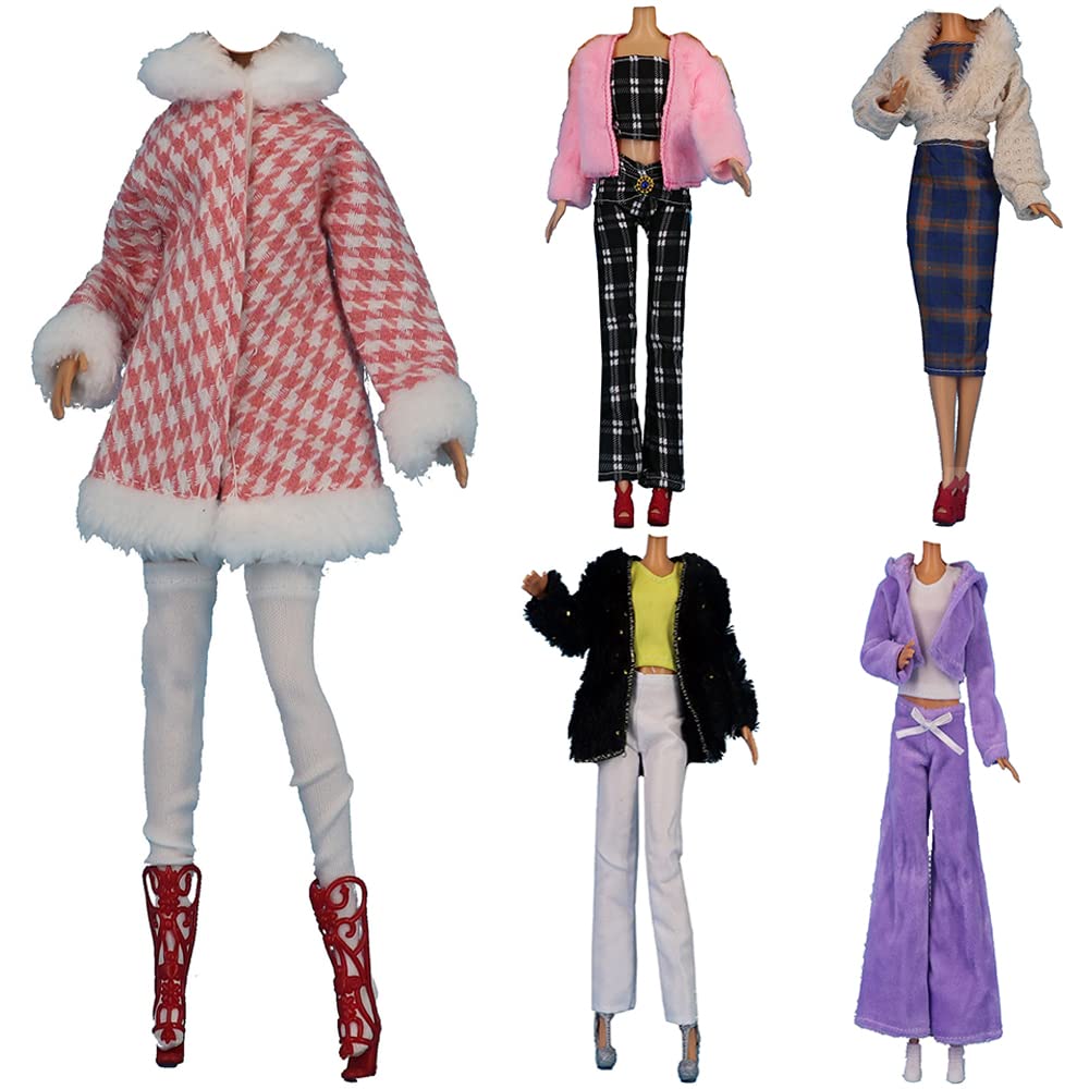 Lance Home 5Pcs Handmade Clothes Vintage Dress for 29cm Doll Leisure Skirt Autumn Dresses Outfit Costume Suit for 11.5 inch Dolls Random Style (D)