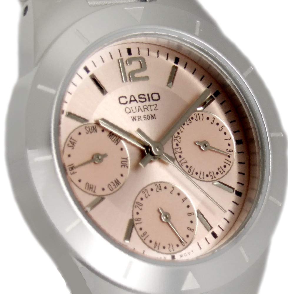 Casio Damen Analog Quarz mit Edelstahl Armbanduhr