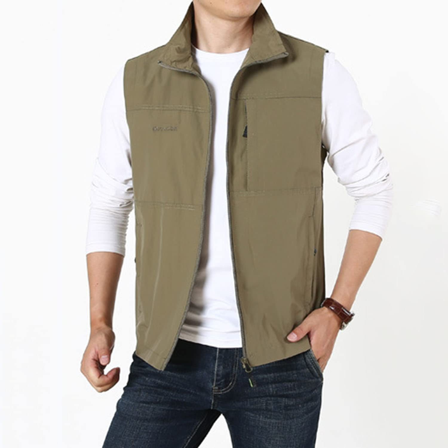 Chaleco De Hombre Chaleco para Pesca Casual Exteriores Chaleco Multibolsillos Sin Mangas Chaqueta De Viaje Transpirable para Fotografía
