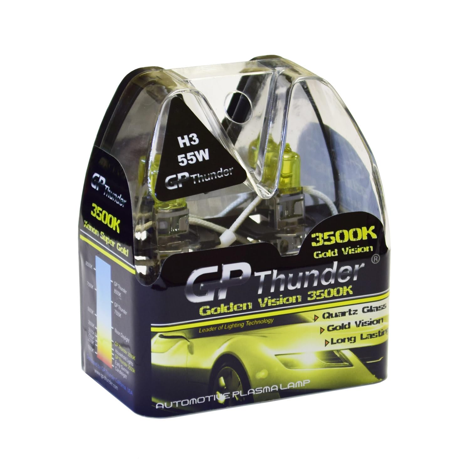 GP Thunder H3 JDM Golden Yellow 3500K Xenon Light Bulbs for Fog Light - High Beam - Low Beam - Xtreme SGP35K-H3