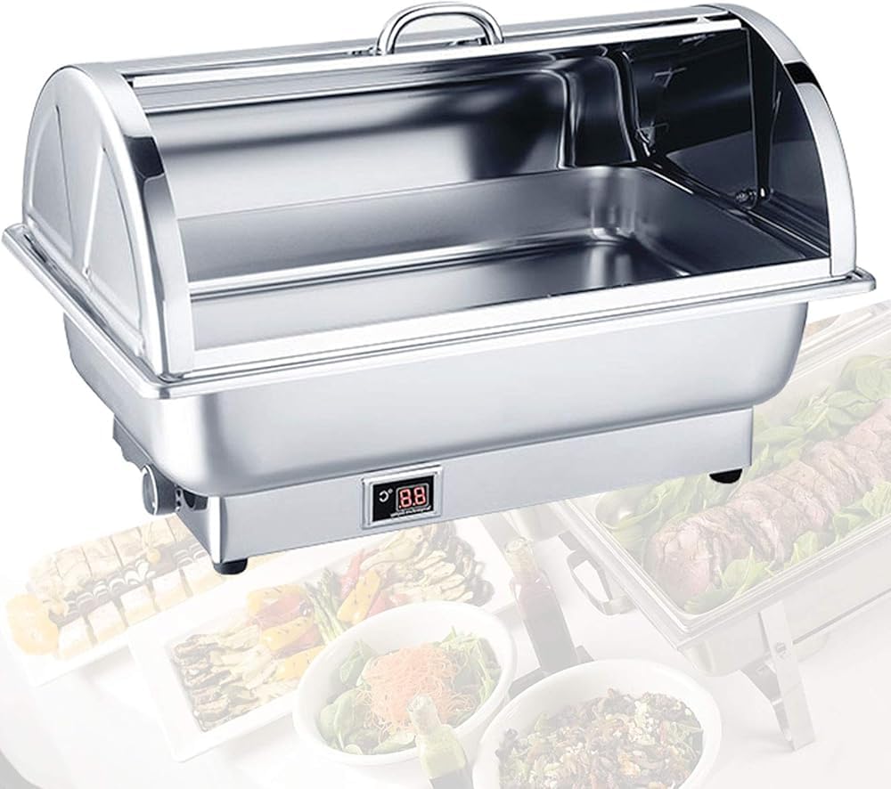 JKJZSALJ Electric Chafing Dish Food Warmer For Parties Buffets, Stainless Steel Buffet Server With Adjustable Temperature 35-85°For Banquets Catering,A