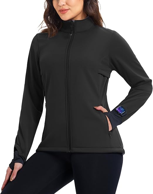 33,000ft Women's Waterproof Fleece Running Jacket Zip Up Athletic Winter Cold Weather Workout Cycling Track Jackets