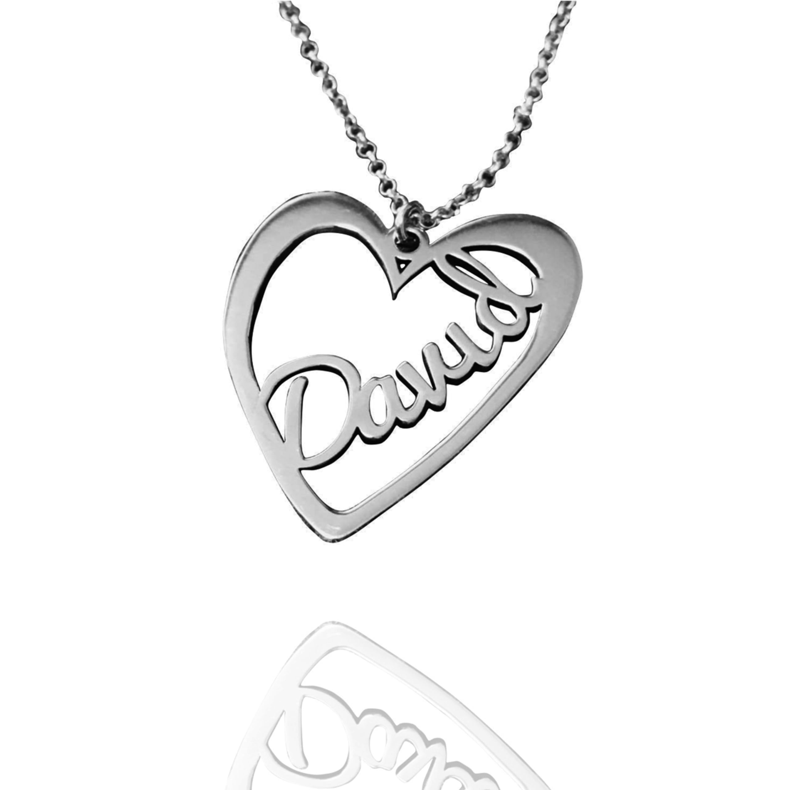 Collar Corazón personalizado con nombre en plata de ley 925/1000. Regalo día de la madre, San Valentin, Navidad-collar personalizado con nombre. Modelo: Corazón C