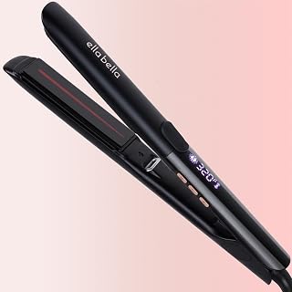ELLA BELLA Titanium Flat Iron Hair Straightener Slim with Infrared & Ionic Tech - Professional, Digital Temp Control 320-450°F, Good Housekeeping Featured