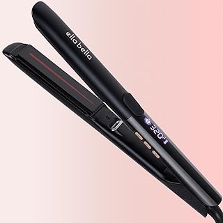 ELLA BELLA® Titanium Flat Iron Hair Straightener Slim (with Infrared) • Professional Straightening Iron • Digital Display to Accurately Control Temperature • As Featured in Good Housekeeping