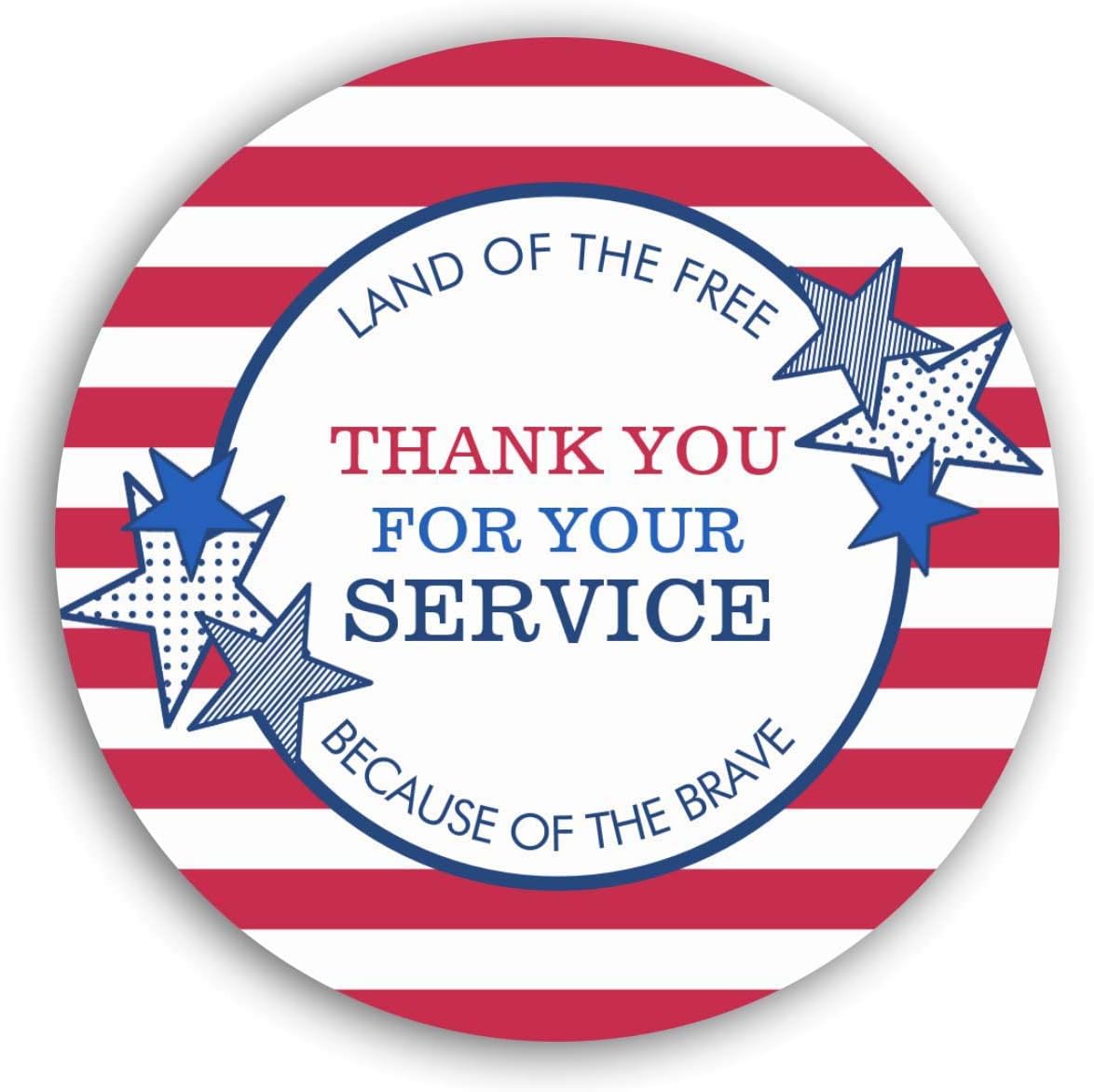 Personalized Customized Labels Tags,Customizable Stickers Thank You for Your Service Veterans Stars Stripes Classic Round Sticker for Business Custom Made Stickers, 100 Stickers3X3