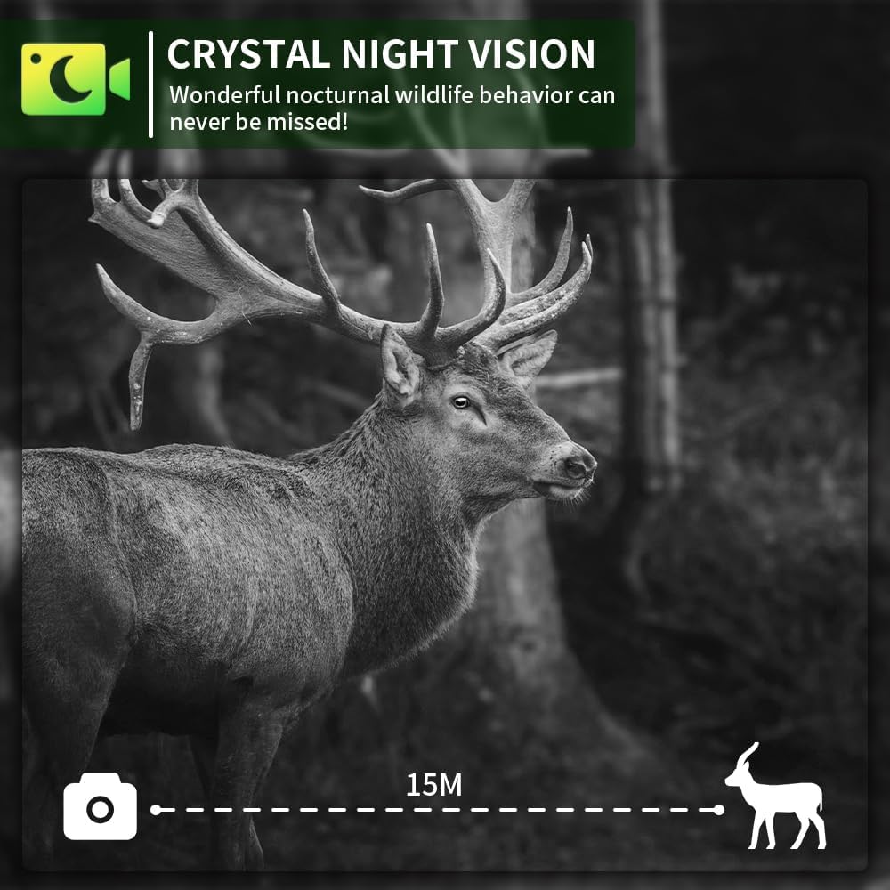 4G LTE Wildkamera mit SIM Karte, 4K/60MP Video, Handyübertragung APP, Live Übertragung, Bewegungssensor, Nachtsicht, 0,1s Auslösezeit - Wildtierkamera für die Jagd, Überwachungskamera für die Natur
