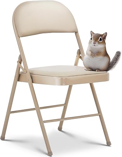 Oline Sillas plegables de vinilo, sillas acolchadas de vinilo con marco de metal duradero, sillas plegables apilables para interiores y exteriores,