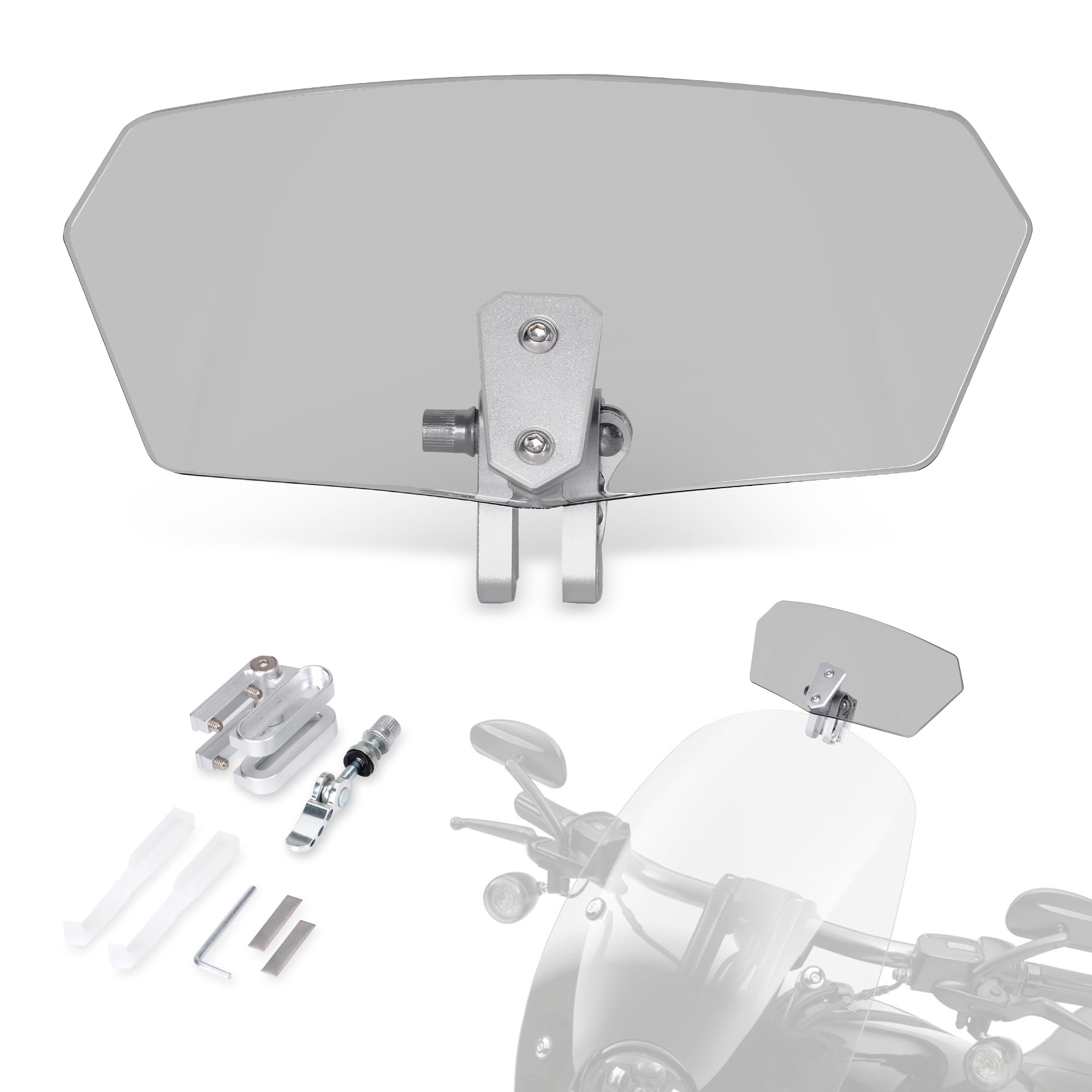 - Goldfire Universal Motorcycle Windshield Extension Windscreen Extended Deflector Adjustable Airflow Wind Deflector for Kawasaki BMW Triumph Motobikes, Dirt Bikes (Color: Smoked)