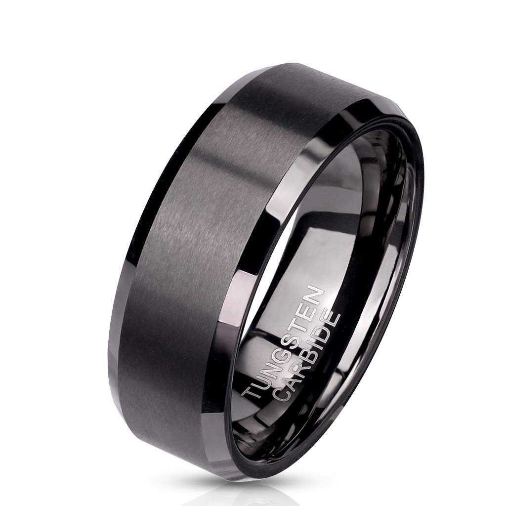 Paula & Fritz Anello Uomo In Tungsteno Con Inserti In Legno - Larghezza 8 Mm, Colore Nero, Taglie 59-70 (18,8-22,3 Mm) - Anello Di Fidanzamento, Matrimonio O Unisex