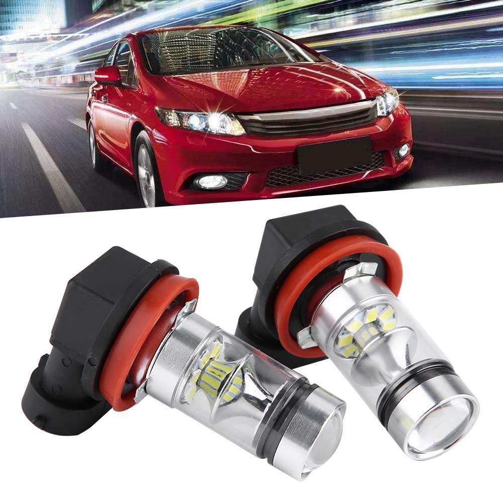 Tbest Ampoule de Voiture, 2 Pièces H8 H9 H11 6000K Super Blanc 100W LED Kit D'ampoules de Phare Antibrouillard Lumière de Conduite de Voiture Auto DRL Lumineux