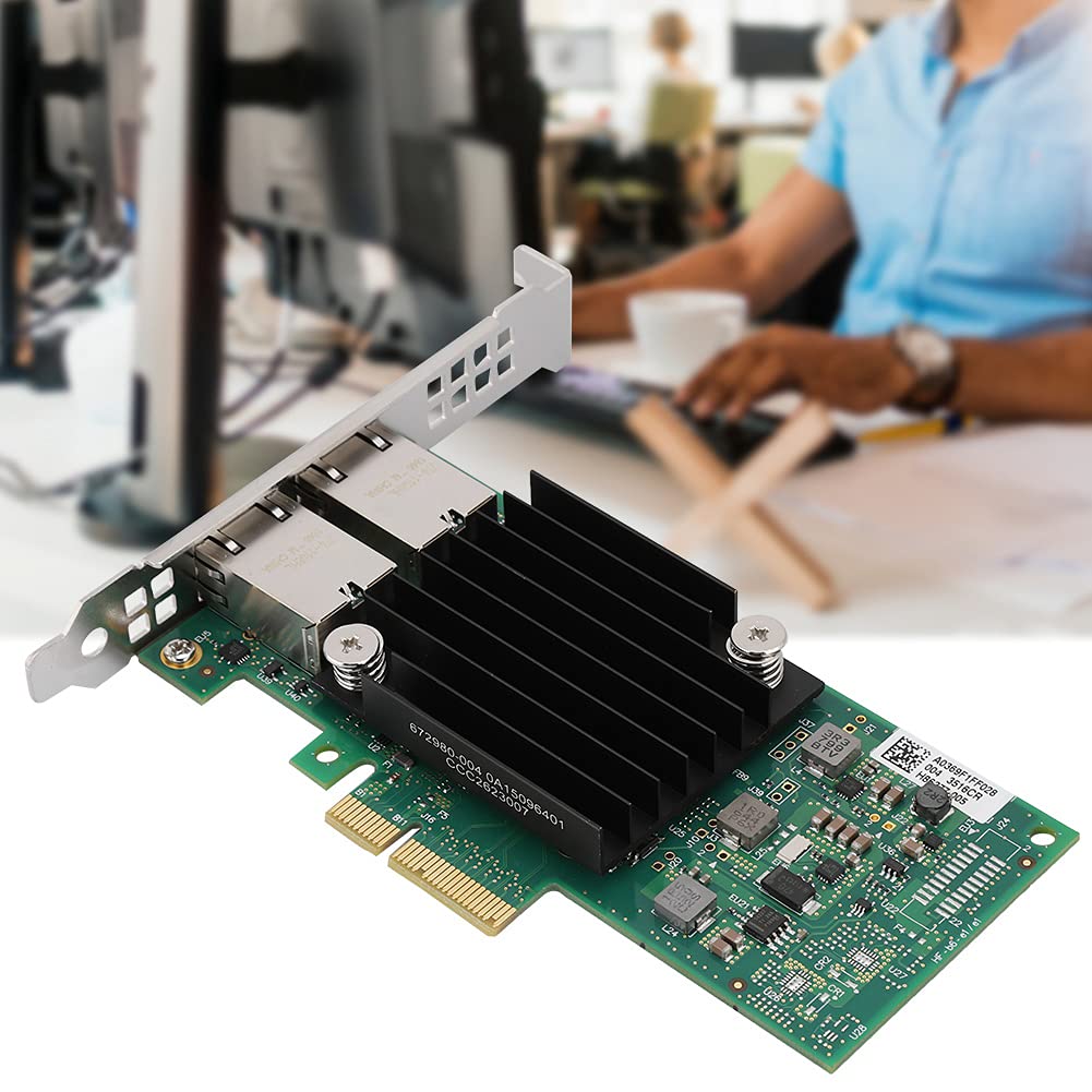 Scheda di Rete Gigabit a 2 Porte per Dispositivi Ad Alte Prestazioni, velocità di Trasferimento Dati di 10 Gbps, Compatibile con Desktop e Server, Dimensioni PCIe X4 130 * 120 * 20MM