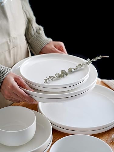 Miniatura 4 de Kanwone Plato de porcelana  10.0 in, blanco, apto para microondas y lavavajillas