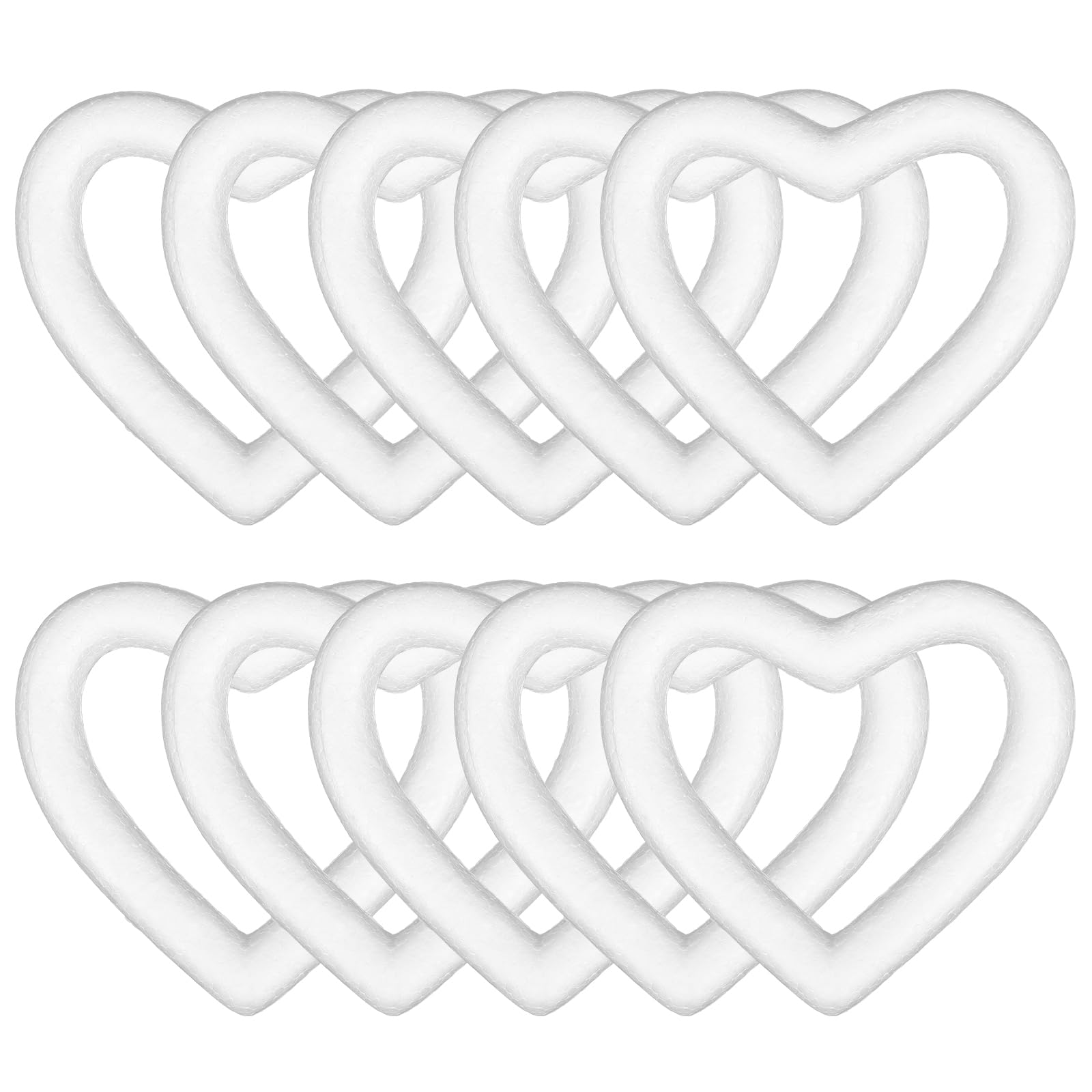 STOBAZA 10 Pack Heart, Heart Shaped Foam for Valentine's Day Love Heart Form Wreath, Foam Heart Wreath Frame Rings for DIY Craft Projects and Wedding Ceremony Party Decoration
