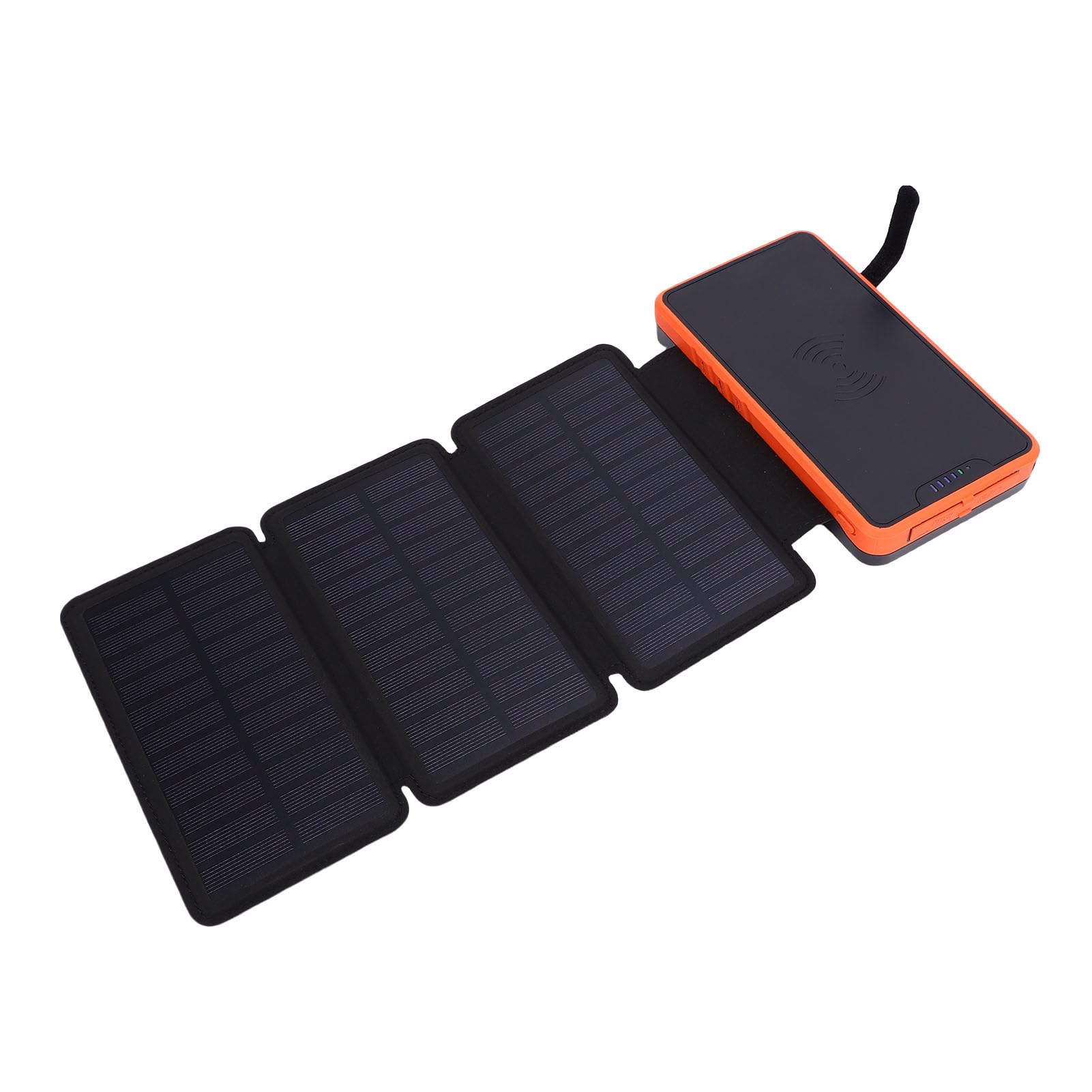 Banco de energía solar inalámbrico, 20.000 mAh, alta eficiencia, con luz LED, doble salida USB para aventuras al aire (naranja)