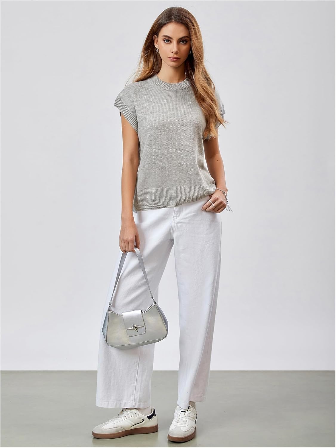 Floerns Women's Short Dolman Sleeve Pullover Tops Mock Neck Loose Ribbed Sweater - Image 5