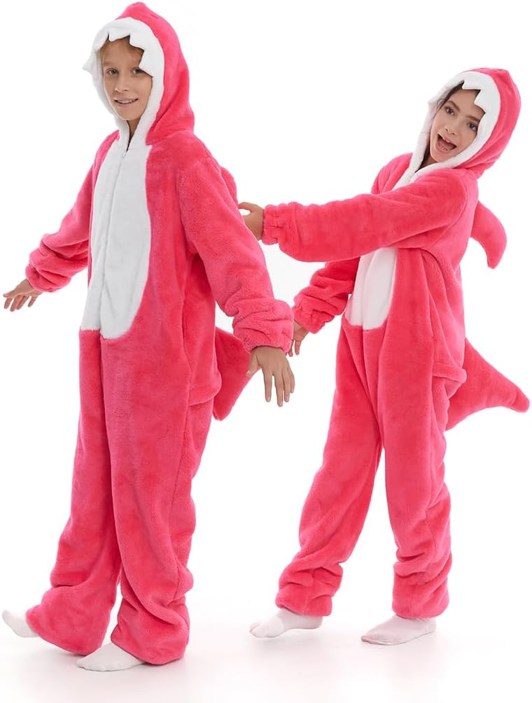 HSCTEK Child Luxury Double-sided Flannel Shark Onesies with Hoodie(One set for single one) - Image 4