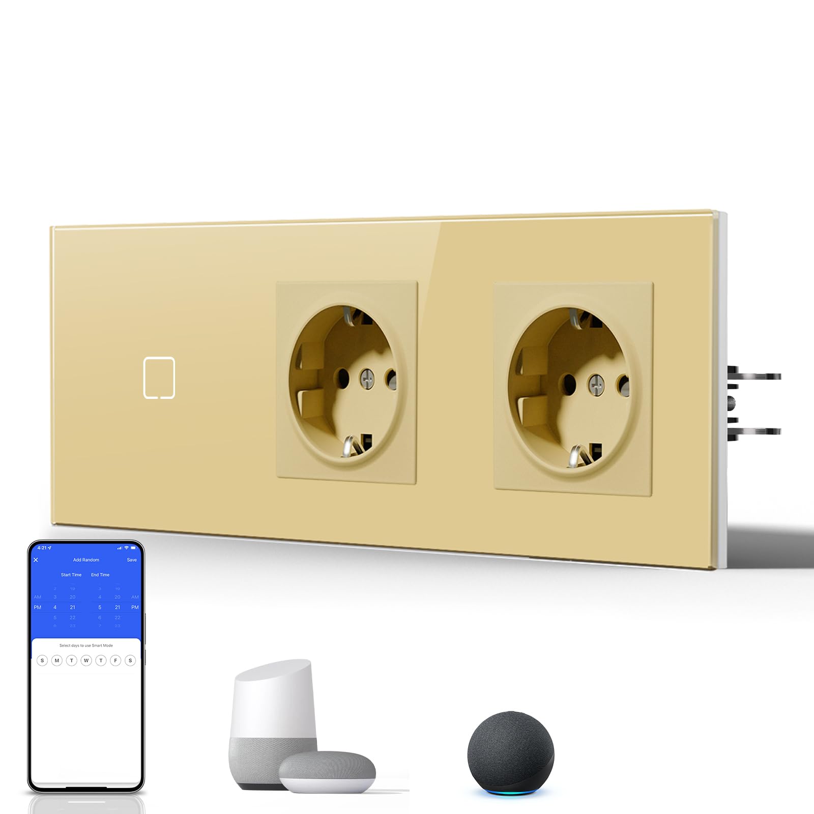 BSEED Interruptor Inteligente WIFI,Interruptores Tactil Con Cristal,Compatible con Alexa,Tuya y Smart Life,Requiere Cable Neutro,2 Gang 1 Vía,86mm Blanco — view 76
