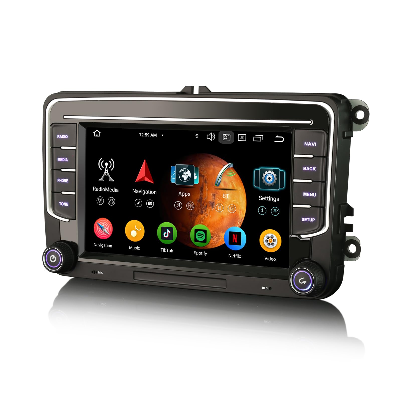 Erisin 8-Core 4GB+64GB 7 pollici Android 14 Autoradio Bluetooth GPS Navigatore per VW Polo 6R Crafter Amarok Caddy Transporter T6 Skoda Yeti CarPlay Android Auto WiFi 4G DSP DAB+ RDS OBD2 Canbus OPS