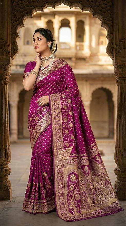 Image of Yashika Women's Art Silk Saree with Blouse Piece for Traditional Ethnic Wear Sari