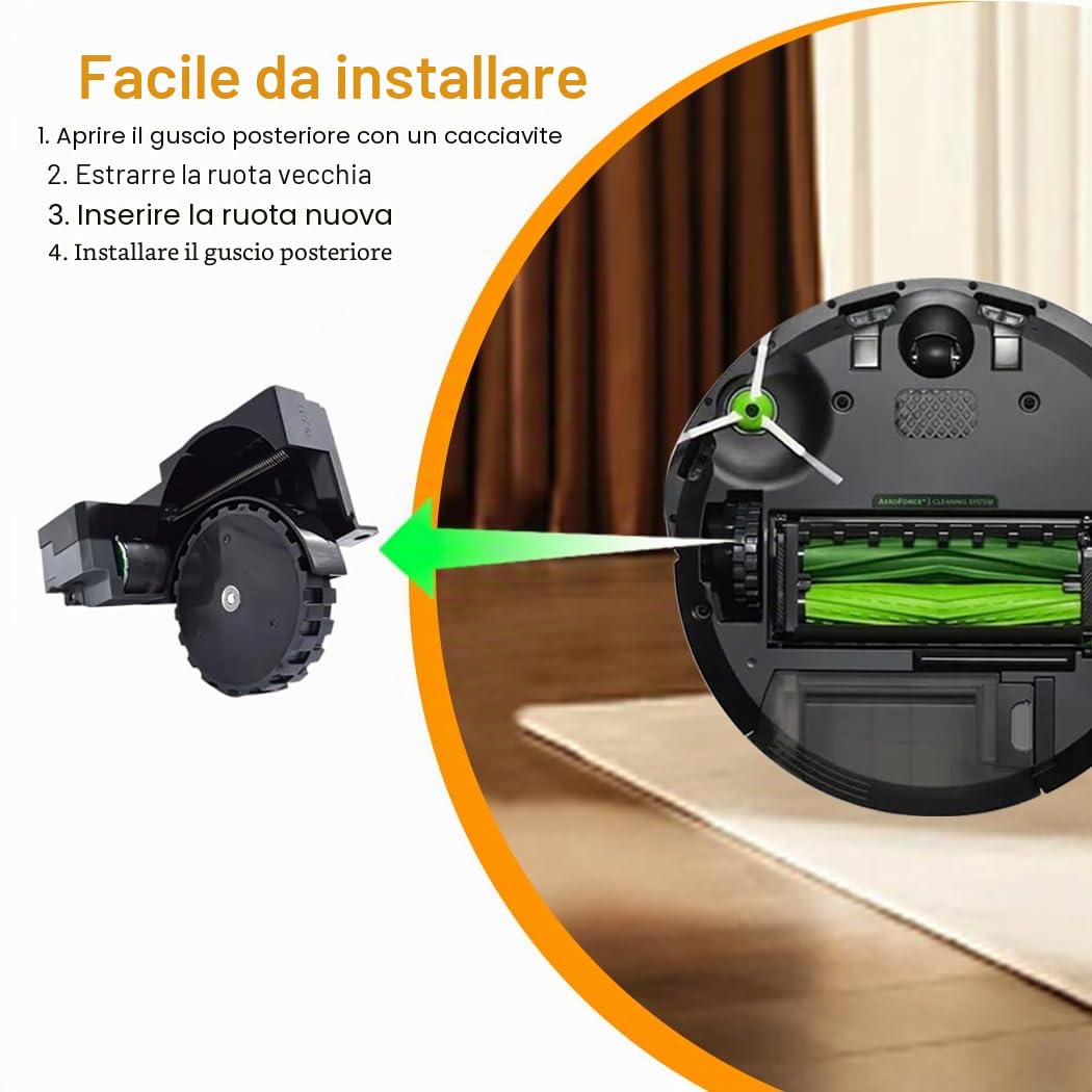 Modulo Ruota per Roomba serie I&E, Destro e Sinistro | per iRobot Roomba I1 I2 I3 I4 I5 I6 I7 I8 E5 E6, Ricambio per Modulo Ruota per Roomba I1 I2 I3 I4 I5 I6 I7 I8 E5 E6 Serie I&E