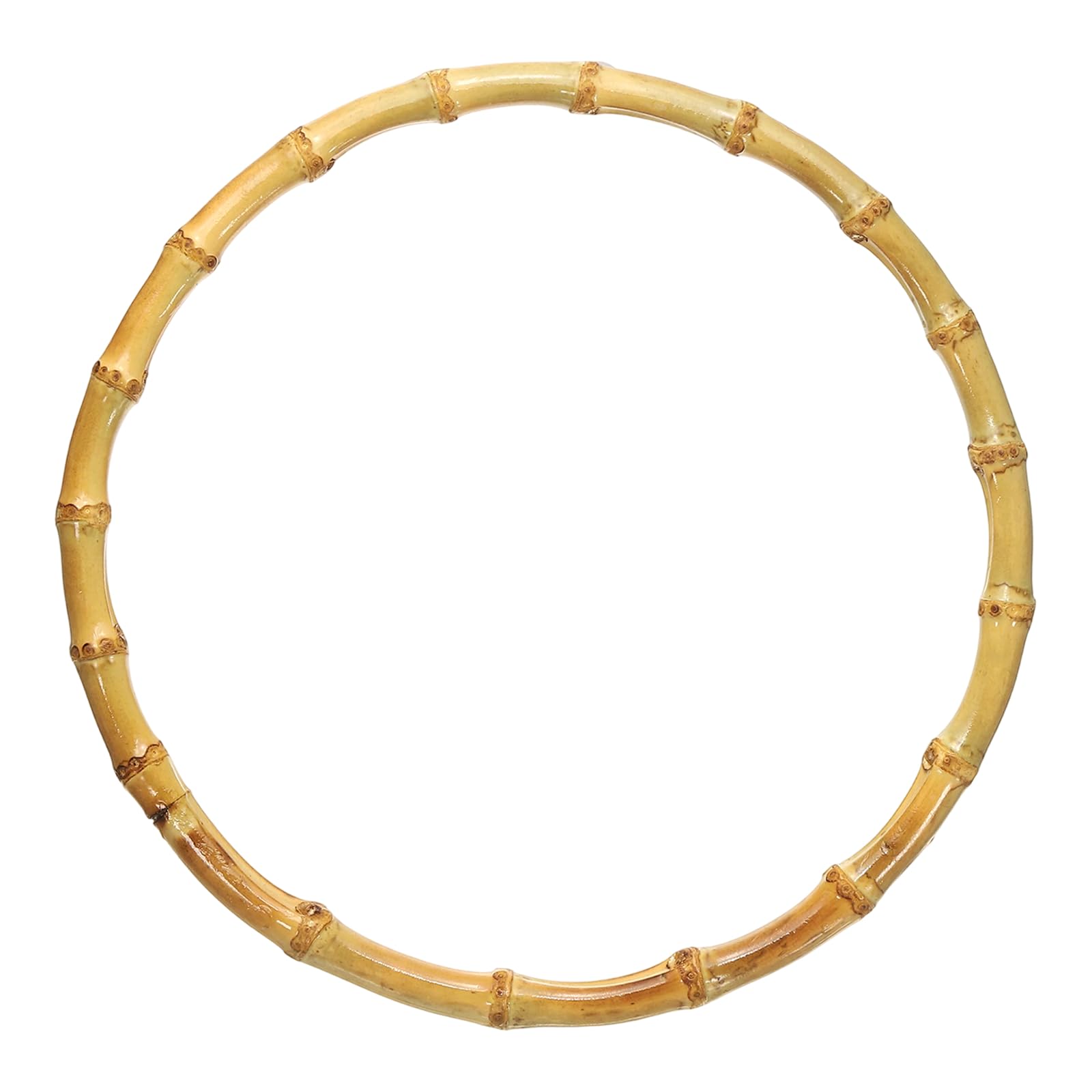 sourcing map Bamboo Purse Handle, 9 Inch Round Handmade Rings Holders, Decorative Replacement Handle for Tote Bag, DIY Beach Summer Bag, Handbag Making Decorations, (Brown)