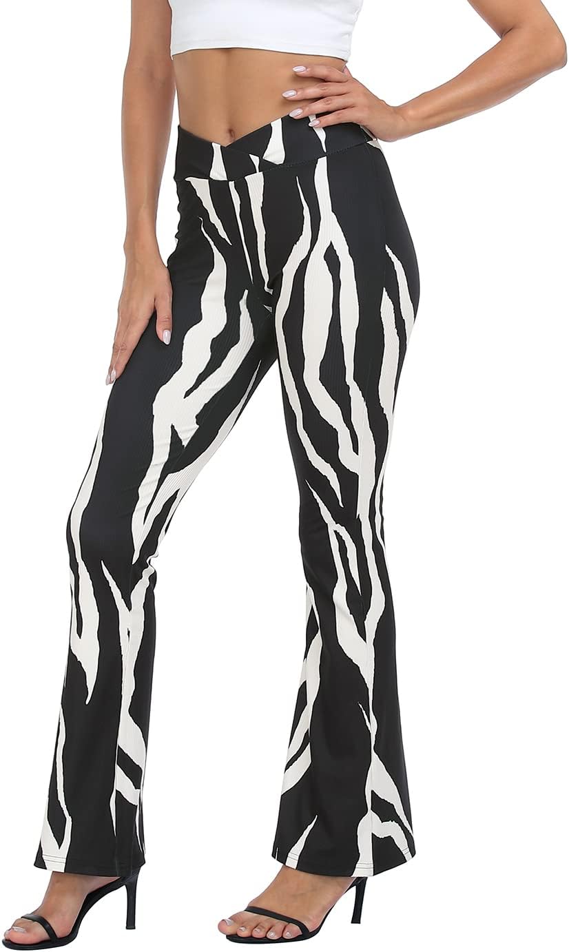 HDE Women's Casual Crossover Flare Yoga Pants Stretch Tummy Control Ribbed High Waist Leggings Wide Bootcut Bell Bottoms - Image 4