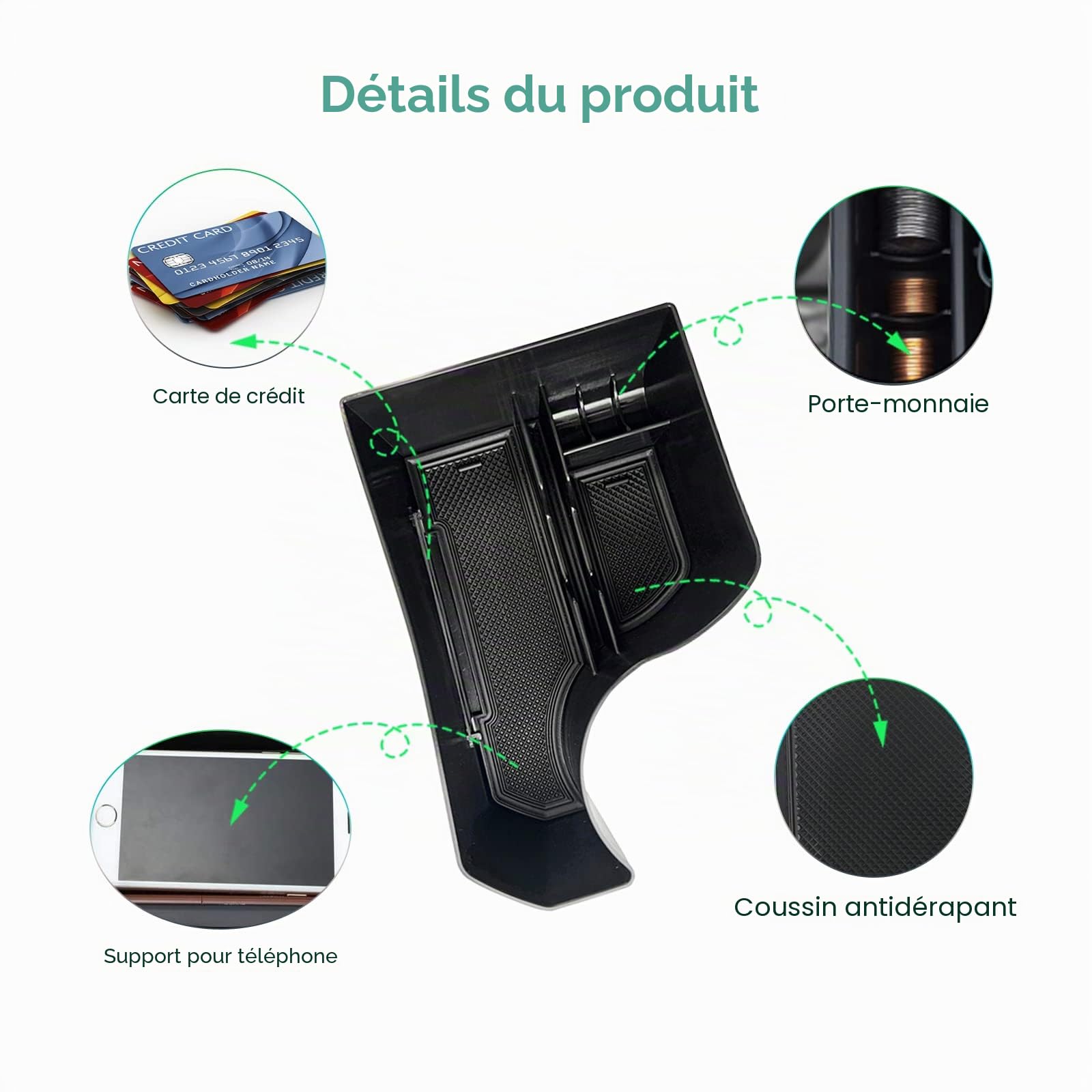 GAFAT Compatible avec Kia Niro SG2 EV HEV Hybrid PHEV e-Niro 2022-2025 2026 Boîte de Rangement Console Centrale, Niro 2025 Organiseur Bac à Gants, Bas de Console Centrale, Niro 2025 Accessoires