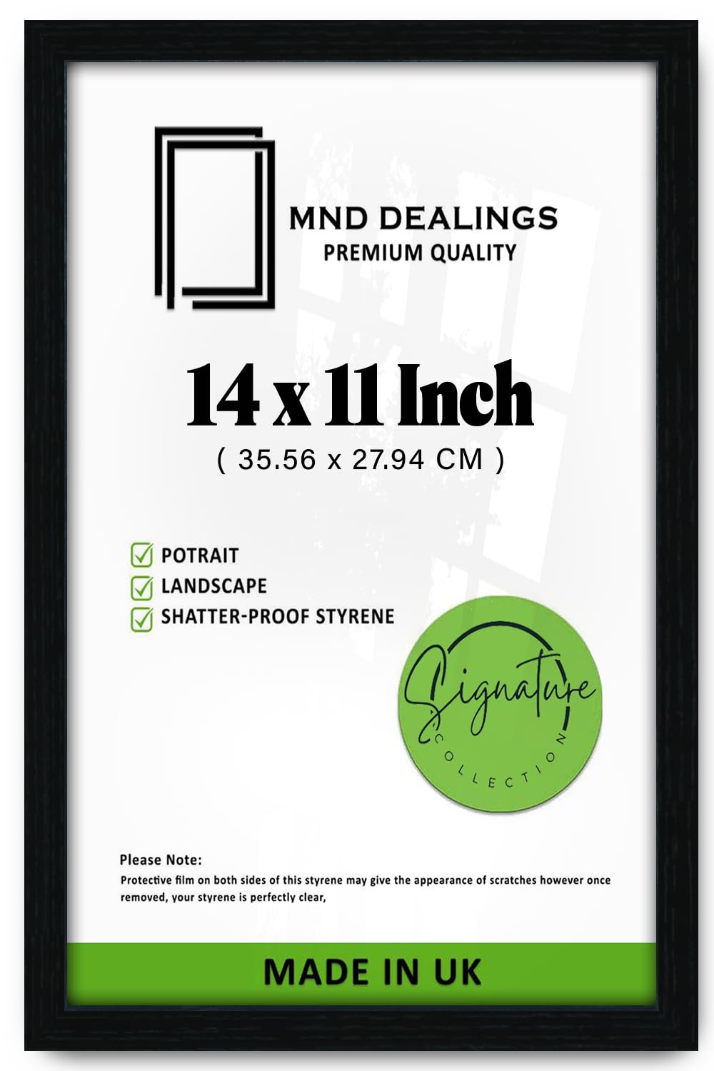 Mnd Dealings Black | Flat Style 14 Inch X 11 Inch Poster Frame | Crystal Clear Perpex Wall Decor - For Certificates, (35.56 X 27.94 Cm) Artwork- [ ]