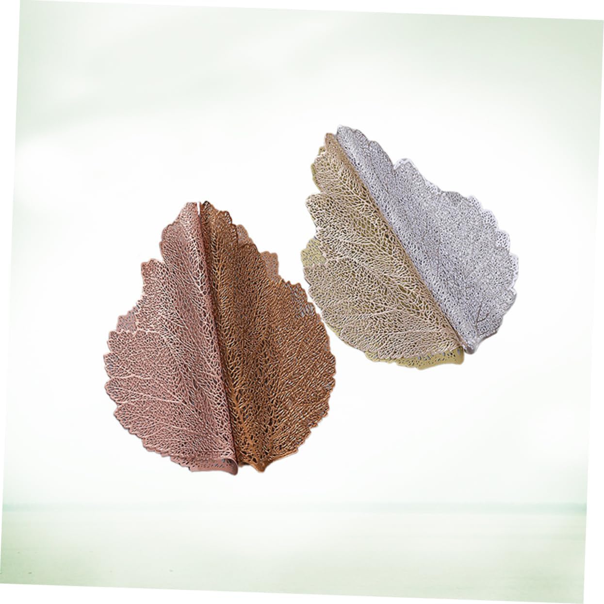 4pcs Leaf Shape - Cup Mats Stylish Table for Home Restaurant Use Bronze