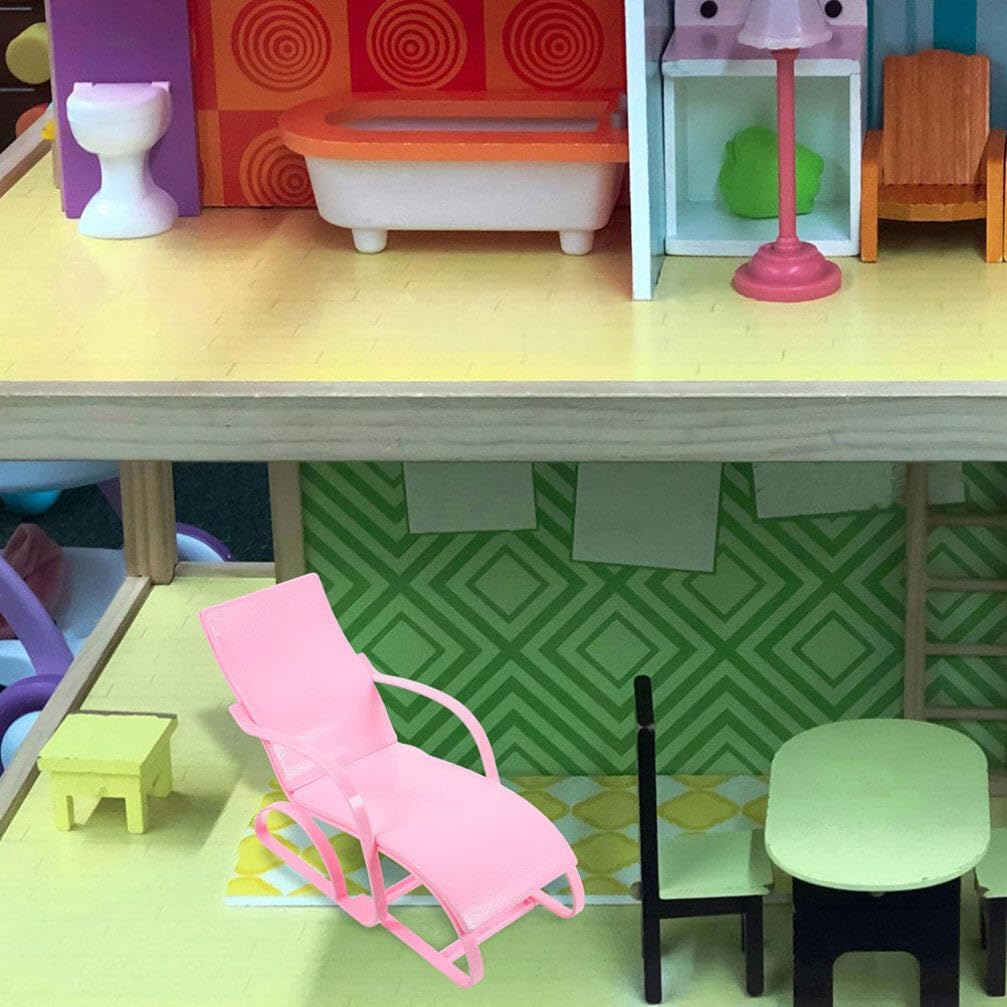 UPKOCH Mini Beach Chair Toys for 11.5 Inch Dolls Plastic Dollhouse Furniture 2 Pack Pink Lounge Chairs for and Doll Accessories