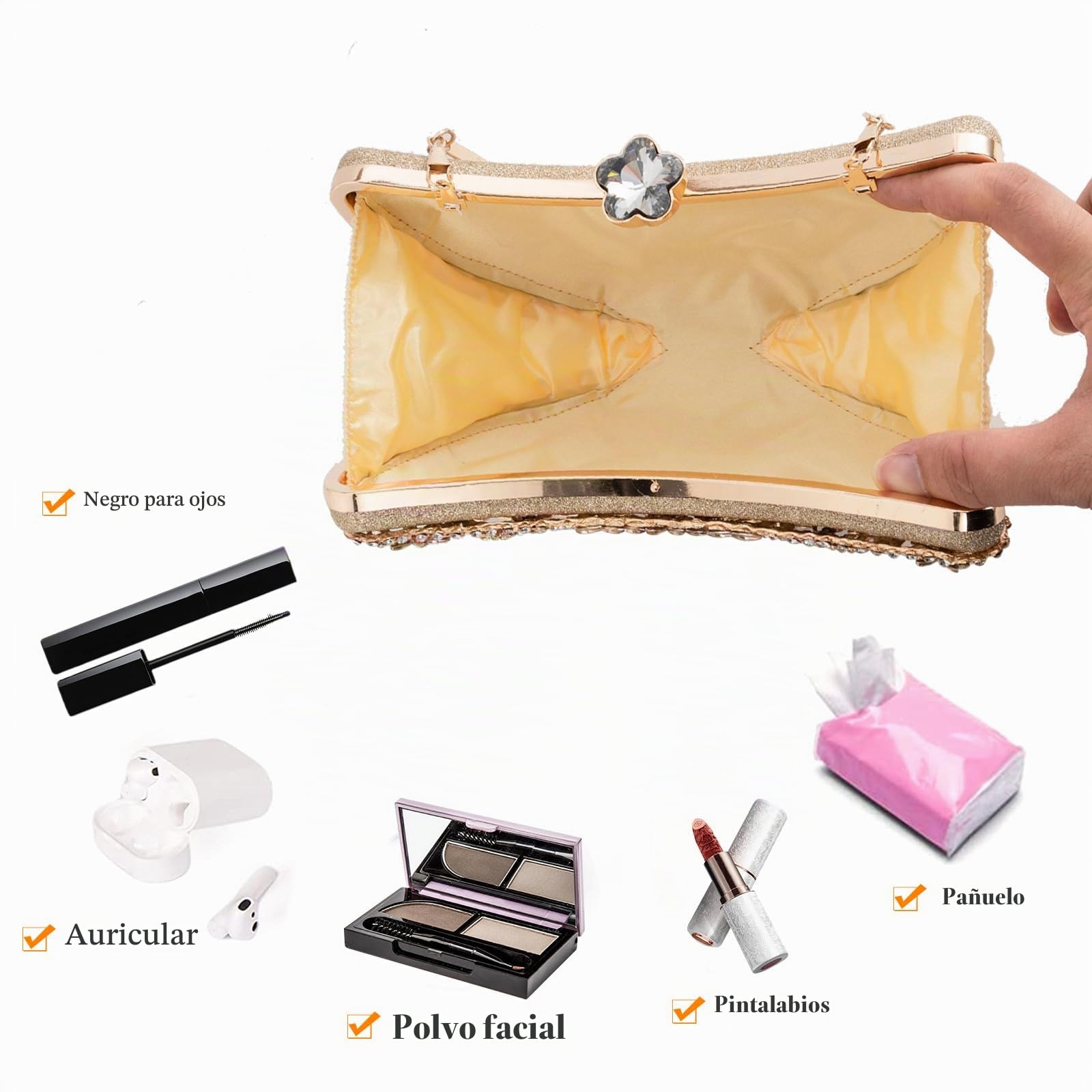 Diamantes de Imitación Clutch para Mujer Bolsa de Noche de Lentejuelas Bolso de Boda Bolso de Fiesta Pequeña Bolsos Bandolera con Cadena Elegante Banquete Fiesta Bolso de Hombro Verde